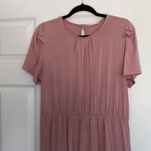 Pink Ruffle Midi Dress